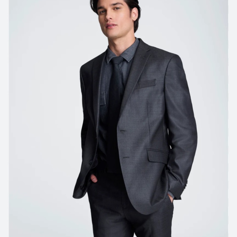 KENNETH COLE New York Charcoal Gray Pinstripe Blazer Luxury Suit Jacket 44L W38